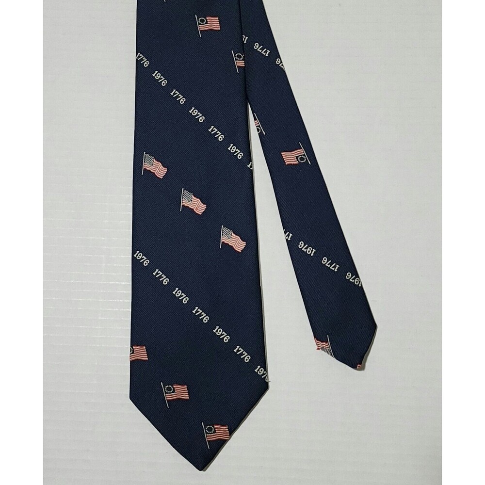 Arden Cravats GOD BLESS AMERICA 1776 Mens Tie Blue Flag Patriotic Made in USA